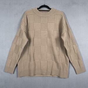 Aelfric Eden Sweater Mens Medium Grid Pattern Pullover Crewneck Knit Casual